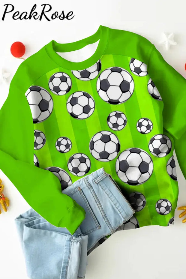 Striped Soccer Ball Mom Print Sweatshirt