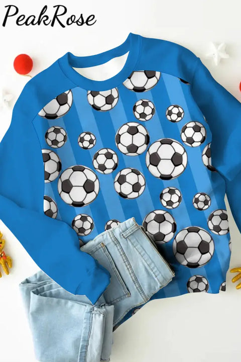 Striped Soccer Ball Mom Print Sweatshirt