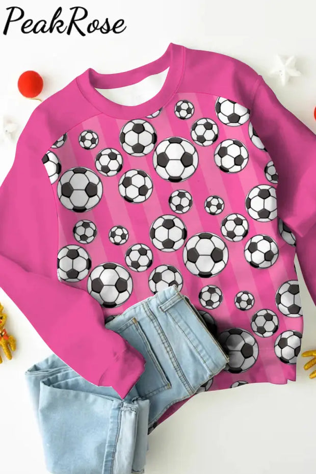 Striped Soccer Ball Mom Print Sweatshirt