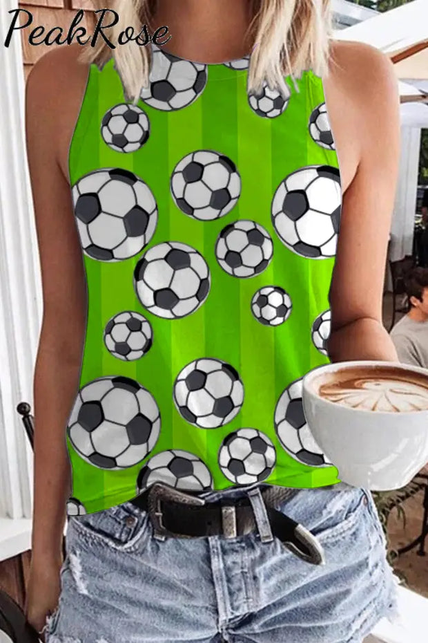 Striped Soccer Ball Tank Top Green / S