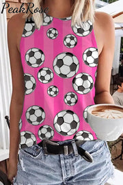 Striped Soccer Ball Tank Top Pink / S