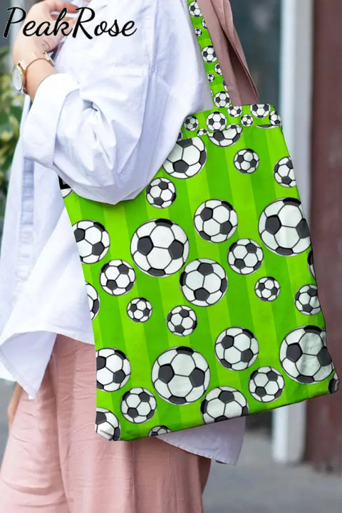 Striped Soccer Ball Tote Bag Green / 30*40 Cm