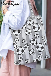 Striped Soccer Ball Tote Bag Grey / 30*40 Cm