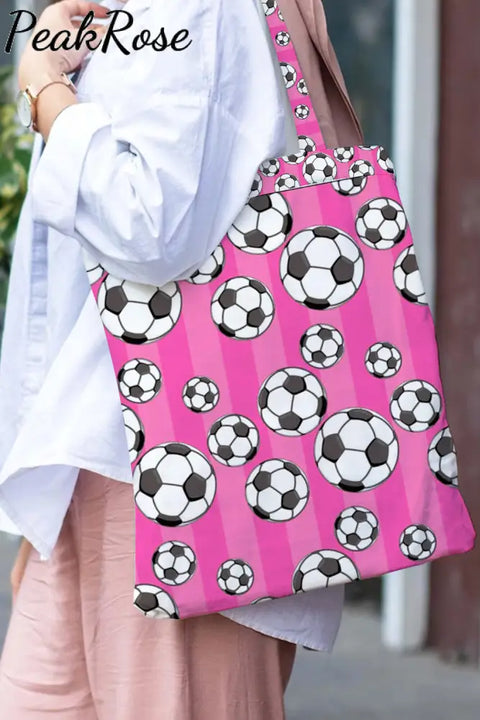 Striped Soccer Ball Tote Bag Pink / 30*40 Cm