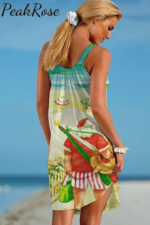 Summer Beach Santa Claus Sleeveless Dress