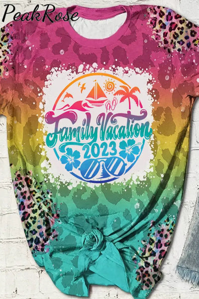 Summer Beach Vacation 2023 Family Print Bleached Shirt T-Shirt