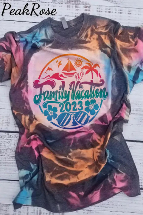 Summer Beach Vacation 2023 Family Spring Print Bleached Shirt T-Shirt