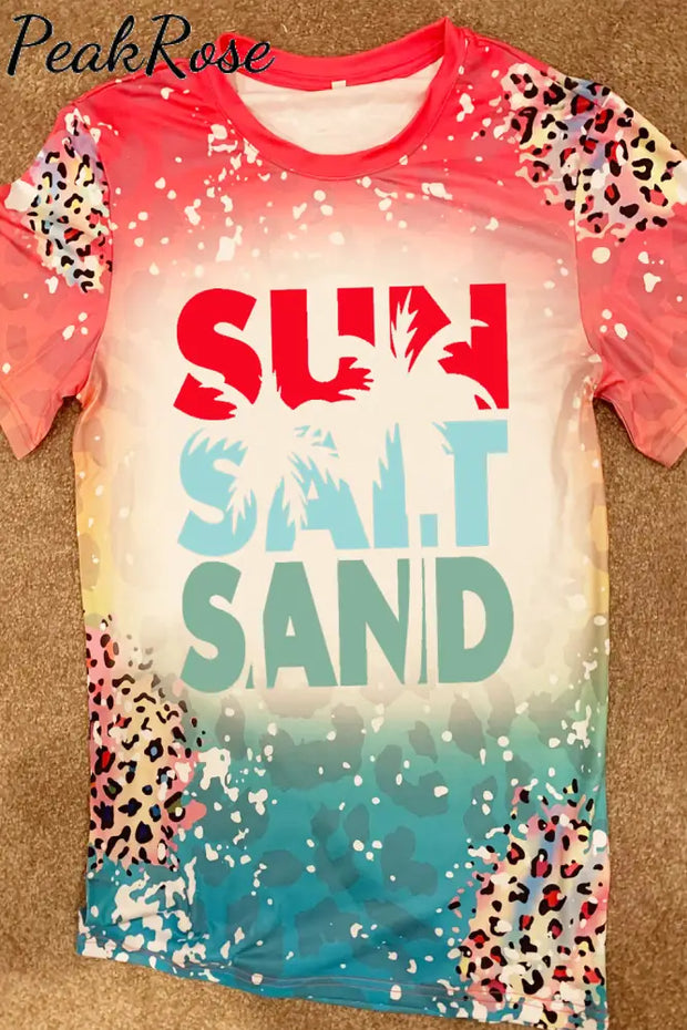 Sun Salt Sand Beach Leopard Print Bleached Shirt T-Shirt