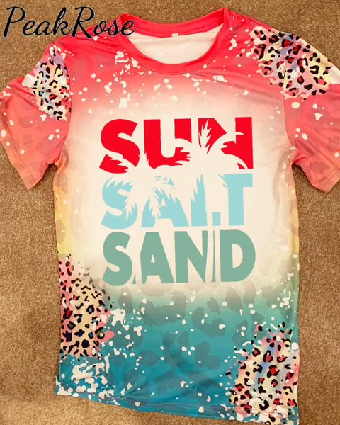 Sun Salt Sand Beach Leopard Print Bleached Shirt T-Shirt