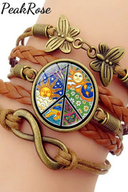 Sun With Starry Moon Peace Sign Vintage Resin Crafts Bracelet Bracelets