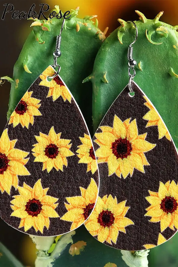 Sunflower Daisy Print Earrings One-Size / Picture Color2