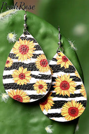 Sunflower Daisy Print Earrings One-Size / Picture Color3