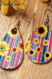 Sunflower Daisy Print Earrings One-Size / Picture Color4