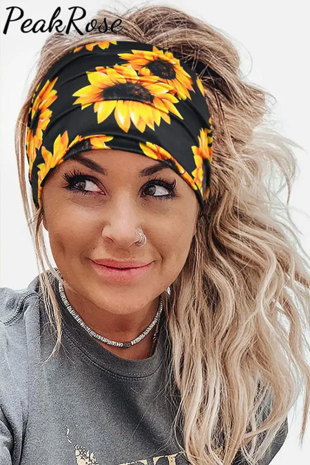 Sunflower Graphic Print Wide Headband