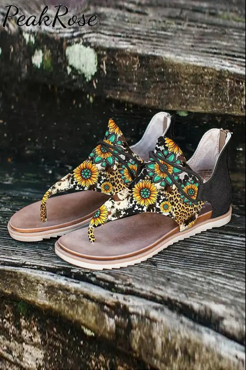 Sunflower Leopard Flip Flop Sandals