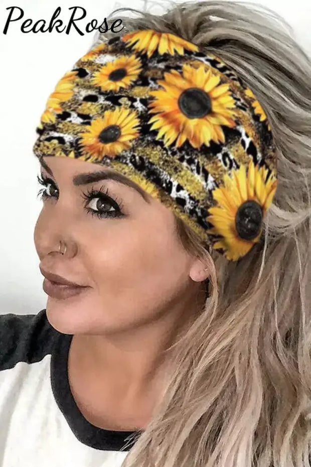 Sunflower Print Wide Headband