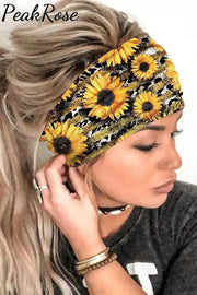 Sunflower Print Wide Headband One Size / Photo Color