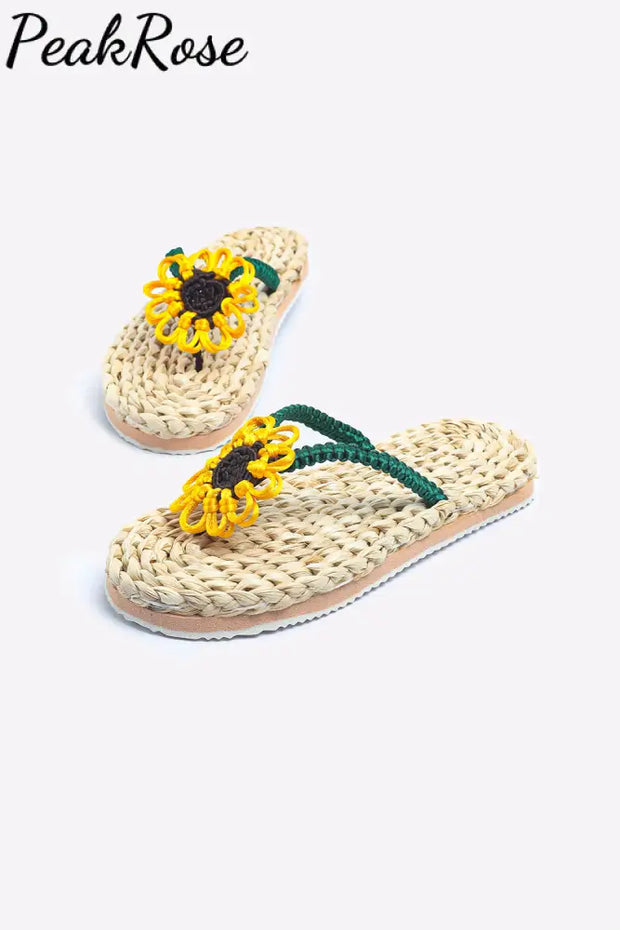 Sunflower Straw Flip-Flops Slippers