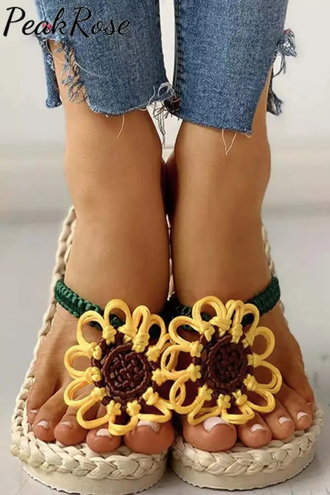 Sunflower Straw Flip-Flops Slippers