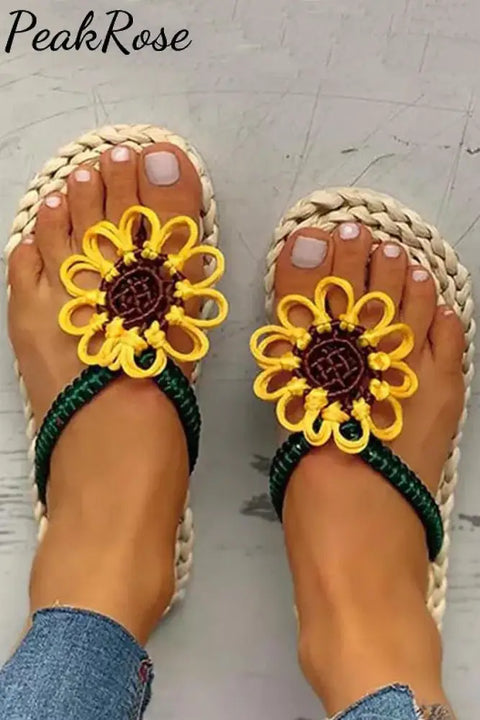 Sunflower Straw Flip-Flops Slippers