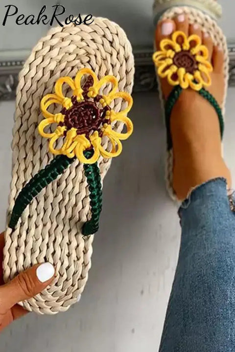 Sunflower Straw Flip-Flops Slippers