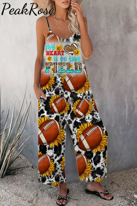 Sunflower Vintage Cow Pattern Football Cami Jumpsuit