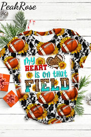 Sunflower Vintage Cow Pattern Football O Neck T-Shirt