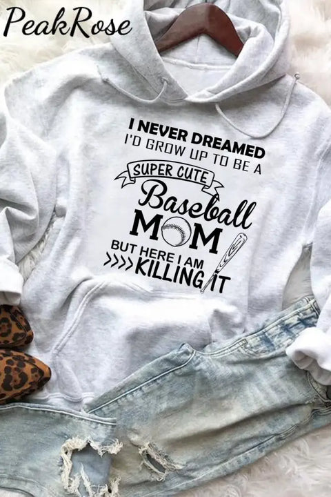 Super Cute Baseball Mom Long Sleeve Hoodie