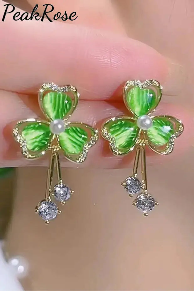 Tassel Opal Clover Temperament Sweet Earrings One Size