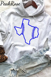 Texas Baseball Pattern Long Sleeve Hoodie