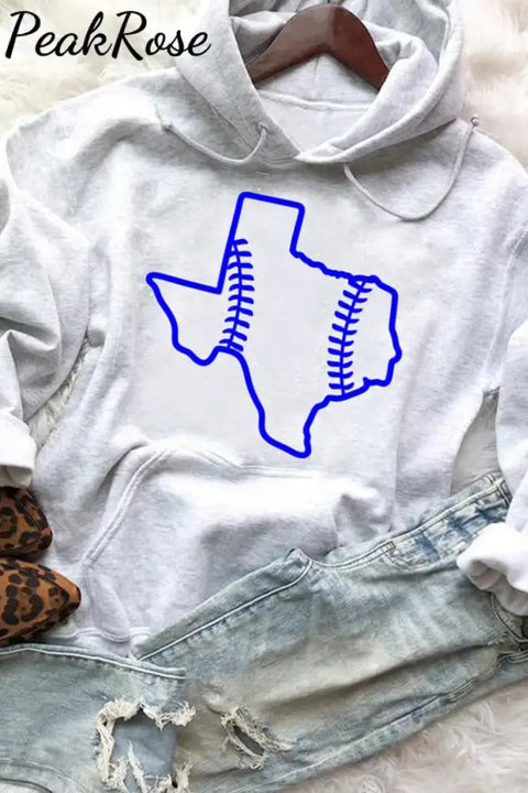 Texas Baseball Pattern Long Sleeve Hoodie