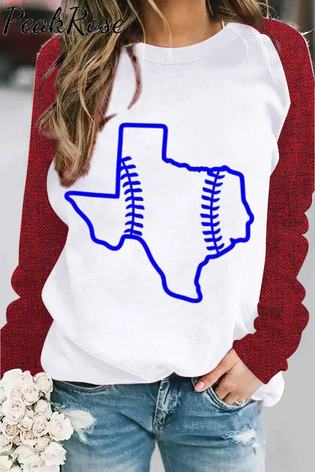 Texas Baseball Pattern Sweatshirt S / Red