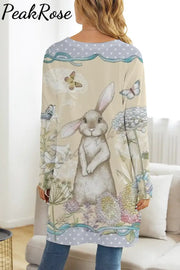 The Little Gray Rabbit In Flowers Standing Bunny Tunic With Pockets