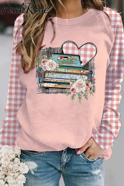 There Are Roses And My Love In The Car Sweatshirt S / Pink