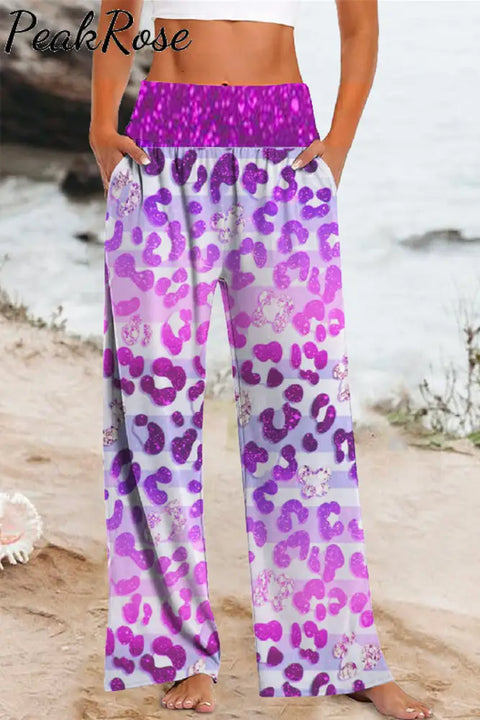 Tie Dye Gradient Leopard Stylish Checkerboard Football High Waisted Baggy Pants With Pockets