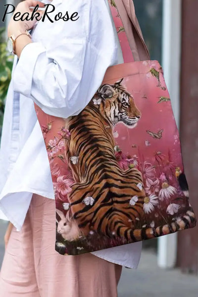 Tiger Butterfly Print Tote Bag