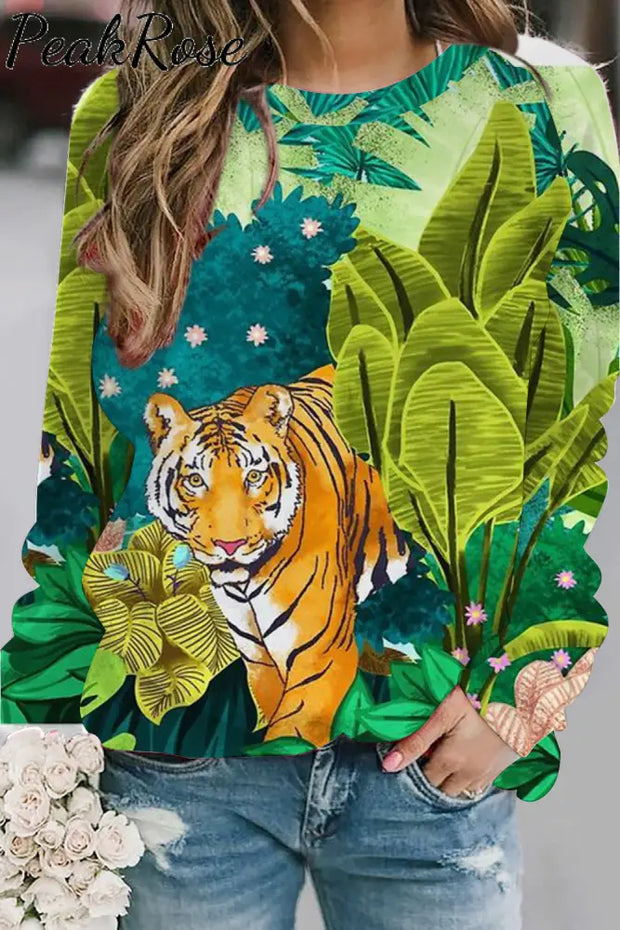 Tiger Wild Life Print Sweatshirt