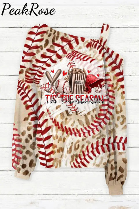 Tis The Season Baseball Leopard Printed Off-Shoulder Blouse