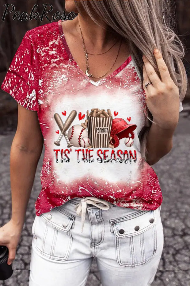 Tis The Season Baseball Leopard Printed T-Shirt