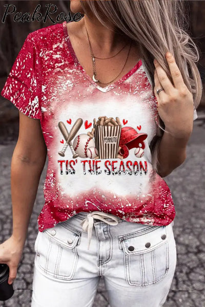 Tis The Season Baseball Leopard Printed T-Shirt S / Photo Color