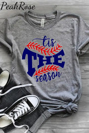 Tis The Season Baseball Pattern T-Shirt S / Grey