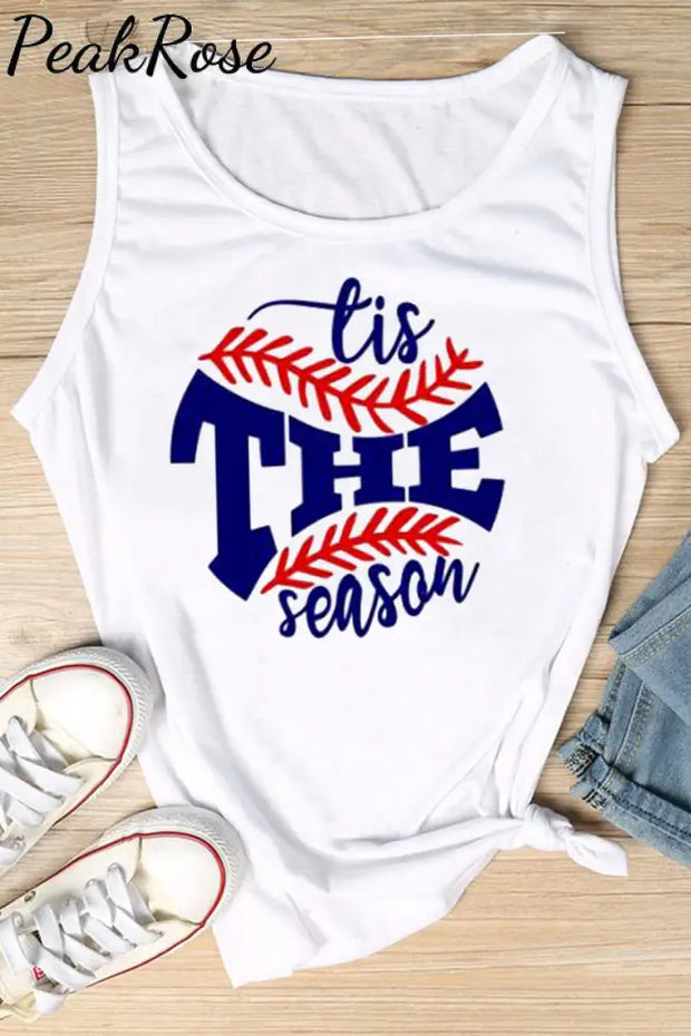 Tis The Season Baseball Pattern Tank Top