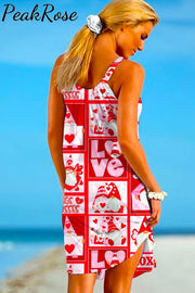 Tossed Cupid Gnomes Gnome Love Heart Print Sleeveless Dress