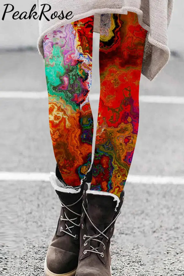 Trendy Hippie Tie-Dye With A Fun Football Home Run Graphic Leggings Leggings