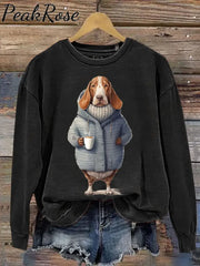 Unisex Dachshund Dog Art Print Casual Sweatshirt Black / S Hot Sell