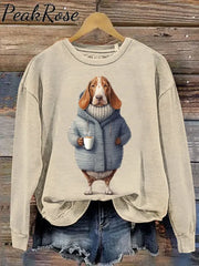 Unisex Dachshund Dog Art Print Casual Sweatshirt Sand / S Hot Sell