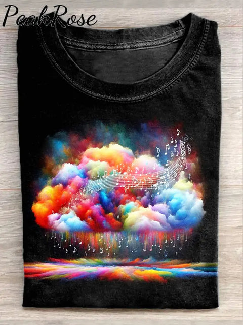 Unisex Fantasy Cloud Art Illustration Printed Casual Round Neck T-Shirt As Picture / S