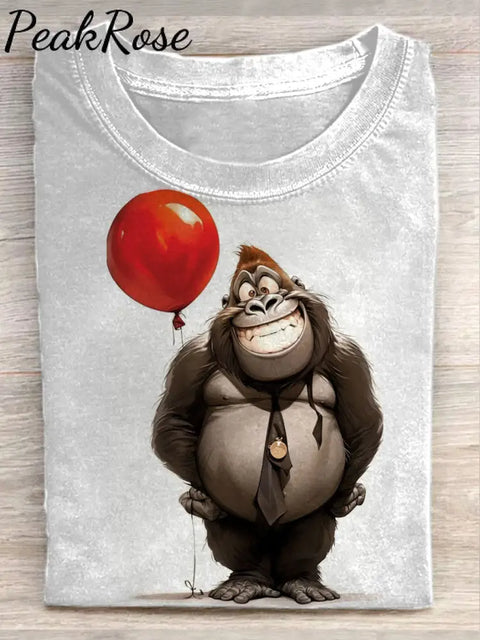 Unisex Funny Monkey Art Illustration Printed Casual Cotton Crew Neck T-Shirt As Picture / S