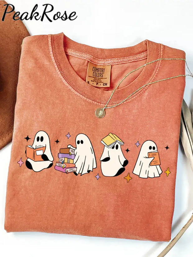 Unisex Halloween Boo Print Casual Cotton Short Sleeve T-Shirt