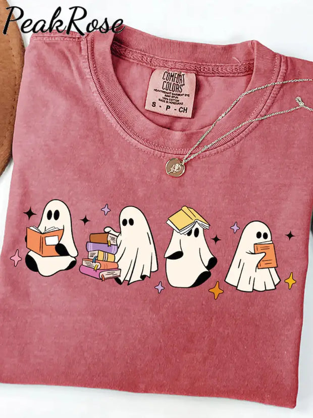 Unisex Halloween Boo Print Casual Cotton Short Sleeve T-Shirt Red / S